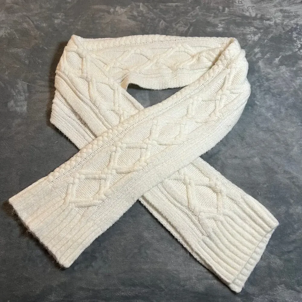 J. Crew Chunky Cable Knit Scarf Cozy Boho Cottagecore Outerwear Layers Winter